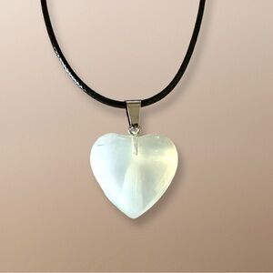 ⭐️ 5 for $25 Heart Shaped Crystal Glass Pendant Necklace on a Black Cord